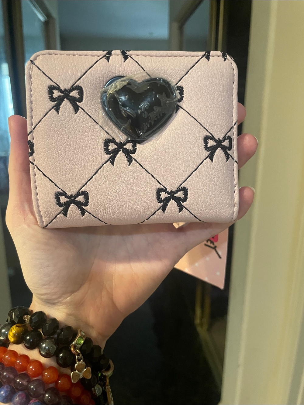 Luv Betsey, Betsey Johnson Pink & Black Bow Wallet